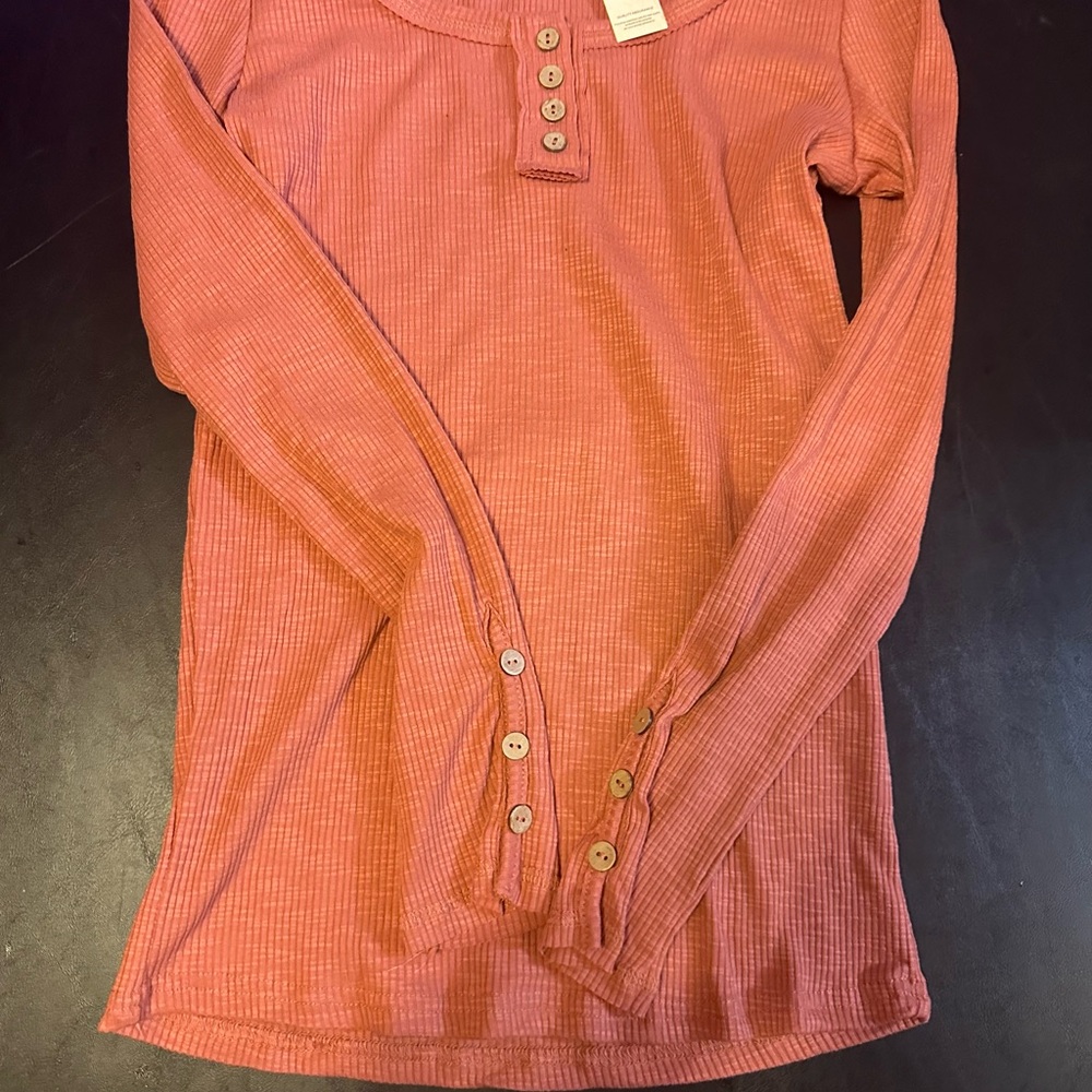 Kissfix Rust Long Sleeve Ribbed Top - Picture 3 of 4